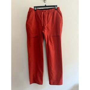 Relaxed‎ Fit Orange Pants Elastic Waist Drawstring Straight Leg Casual Trousers